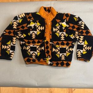 FP MOVEMENT- Geometric Patterned Men's Sweater - Black, Orange, Yellow